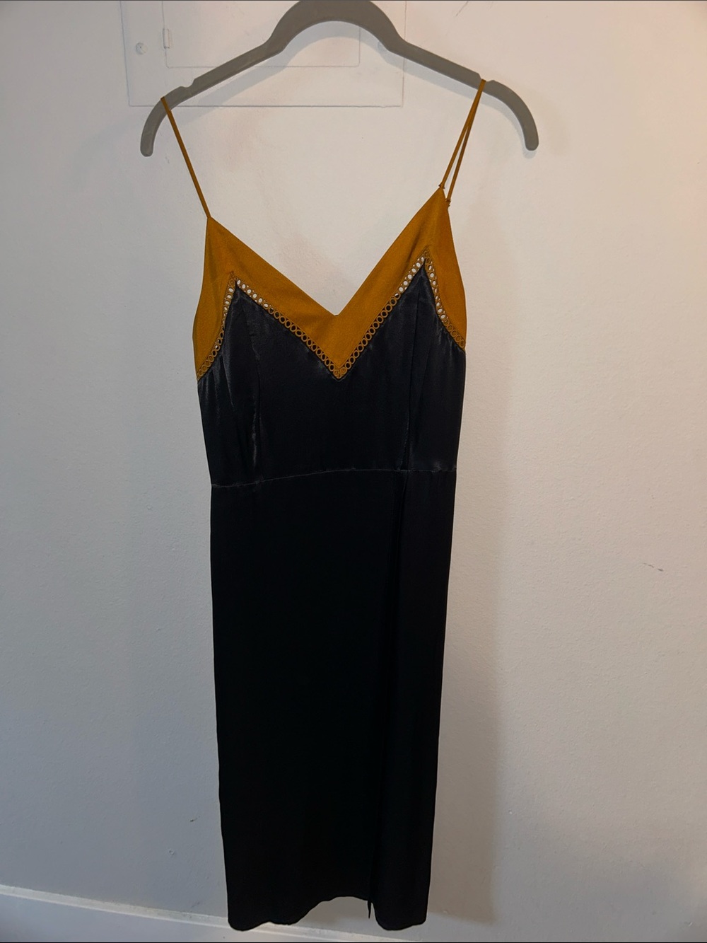 Scotch & Soda Black Slip Dress with copper V-Neck Trim